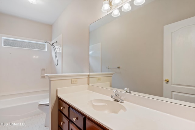6375 Darren Dr, Olive Branch, MS 38654 - full bathroom with toilet, vanity, shower / bath combination, and tile patterned floors
