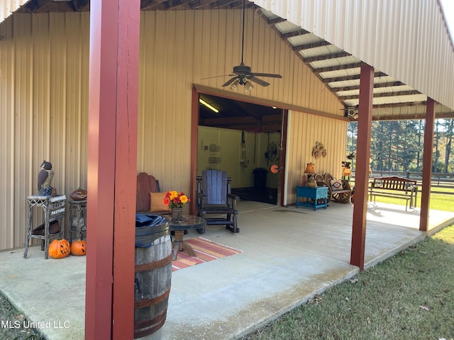 7300 Davidson Rd, Olive Branch, MS 38654 - view of patio with a ceiling fan and an outdoor structure