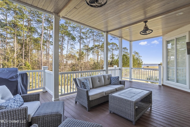 sunroom / solarium with wooden ceiling