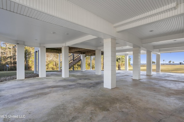 garage with a carport