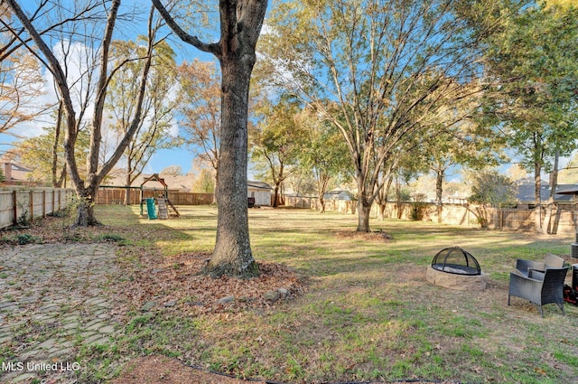 view of yard with a playground