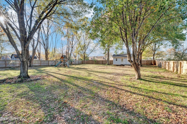 view of yard featuring a playground