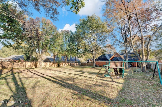 view of yard featuring a playground