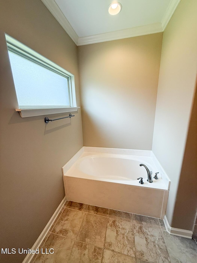 3041 Brambleberry Cv, Southaven, MS 38672 - bathroom with ornamental molding and a garden tub