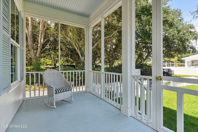 view of unfurnished sunroom