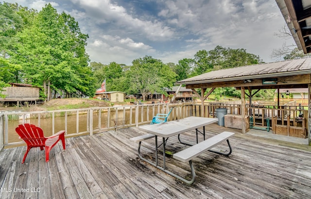 218 Harbor Ln, Brandon, MS 39047 - deck with a water view and view of wooded area
