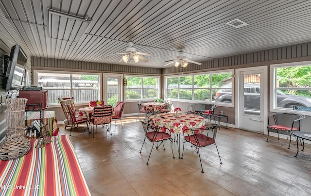 218 Harbor Ln, Brandon, MS 39047 - sunroom / solarium featuring outdoor dining space and a ceiling fan
