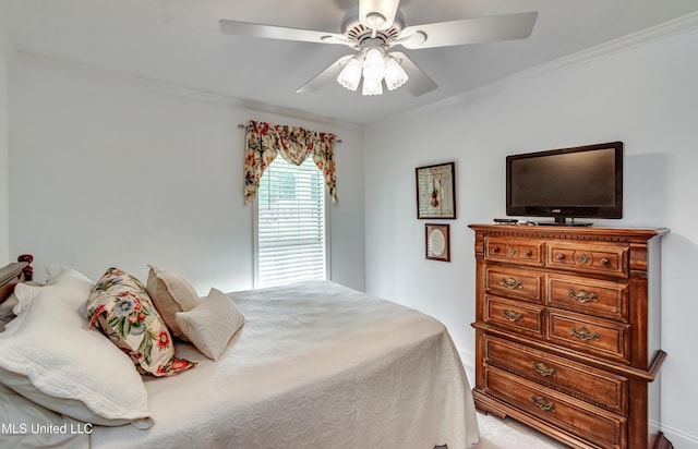 218 Harbor Ln, Brandon, MS 39047 - bedroom featuring ornamental molding, ceiling fan, and baseboards
