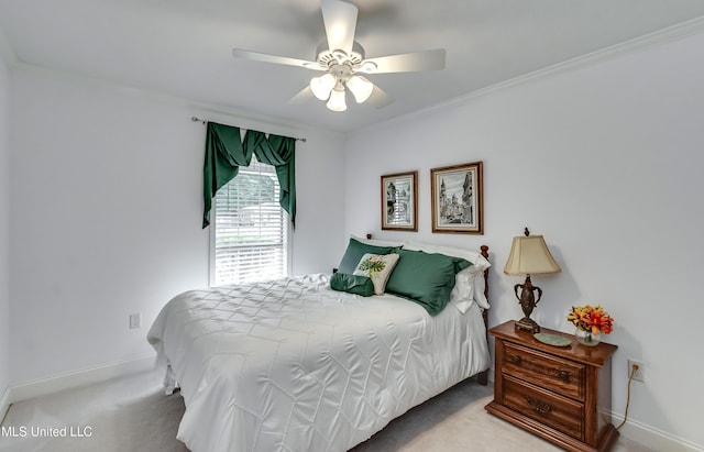 218 Harbor Ln, Brandon, MS 39047 - carpeted bedroom with ornamental molding, baseboards, and ceiling fan