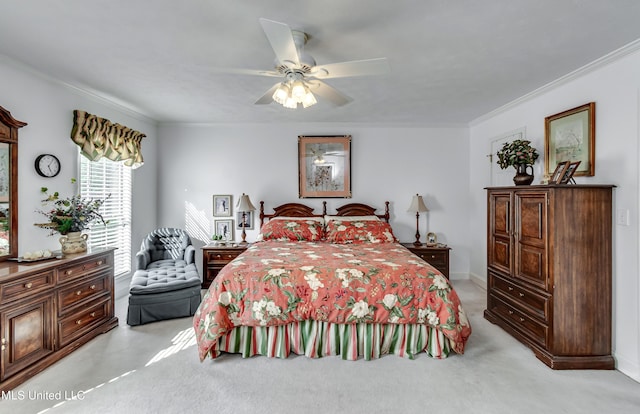218 Harbor Ln, Brandon, MS 39047 - bedroom featuring crown molding and a ceiling fan