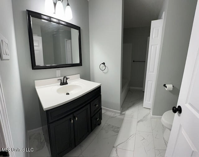 bathroom with toilet and vanity