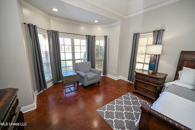 bedroom featuring ornamental molding