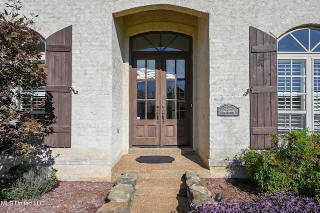 view of exterior entry with french doors