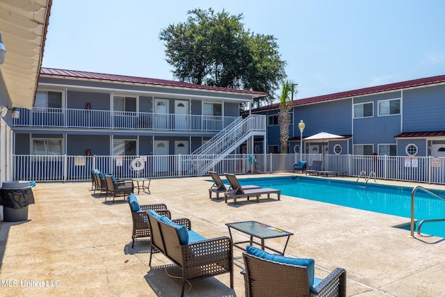 view of pool featuring a patio area