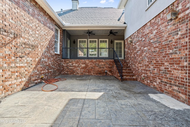 view of patio / terrace featuring ceiling fan