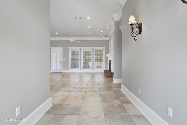 interior space with ornamental molding