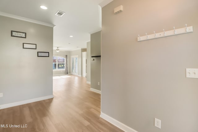 103 Buena Vista Dr, Long Beach, MS 39560 - hallway with crown molding, light wood-style floors, and recessed lighting