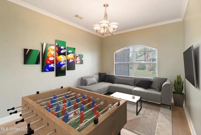 103 Buena Vista Dr, Long Beach, MS 39560 - playroom featuring a chandelier and ornamental molding