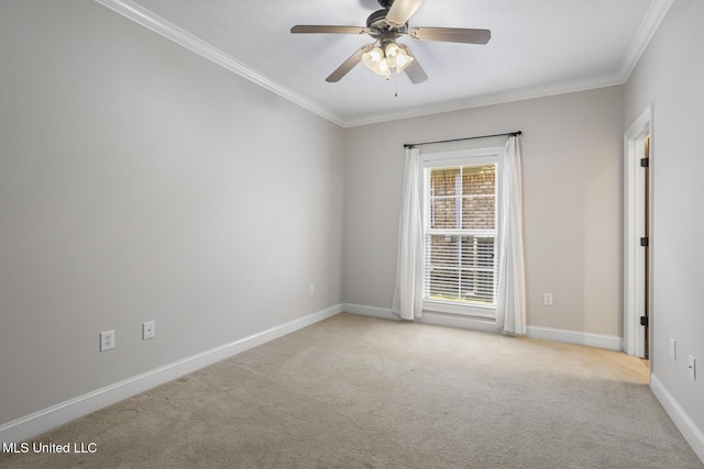 221 Penny Ln, Brandon, MS 39042 - unfurnished room featuring light carpet, crown molding, ceiling fan, and baseboards