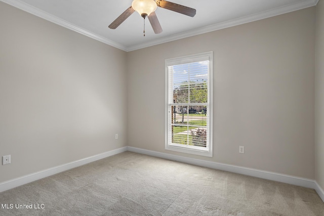221 Penny Ln, Brandon, MS 39042 - carpeted empty room featuring crown molding, baseboards, and ceiling fan