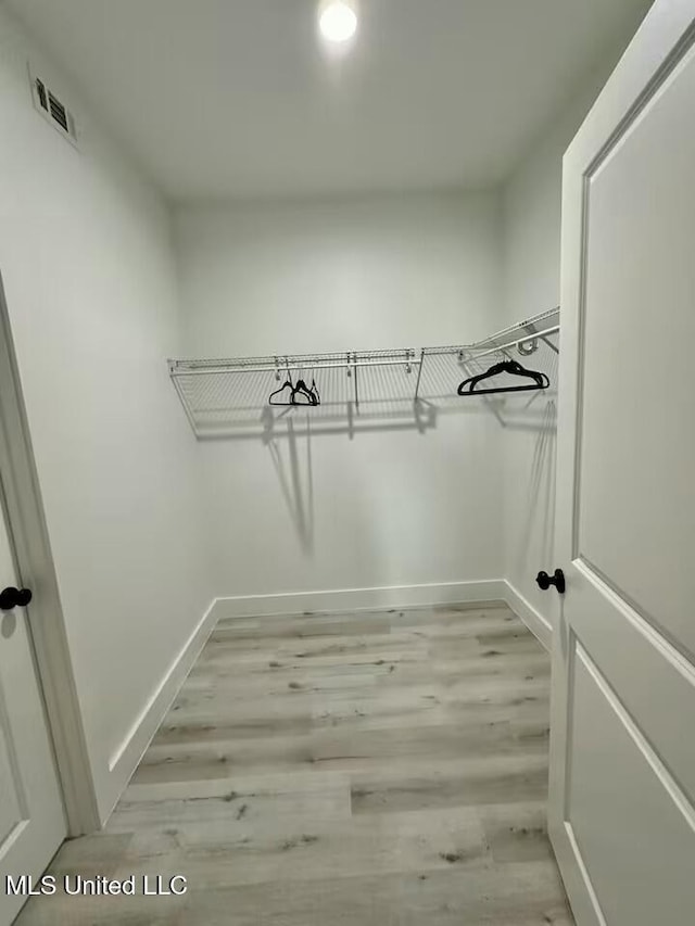 spacious closet with light wood-type flooring