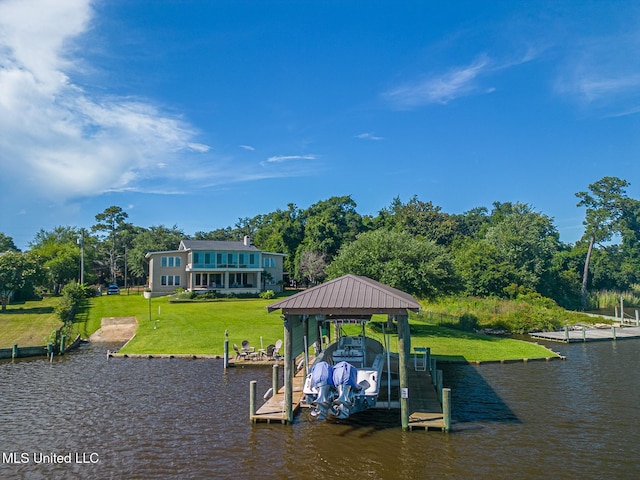 435 Christi Ln, Biloxi, MS 39531 - dock with a water view, a yard, and boat lift