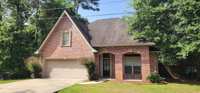 682 Hilo Way, Diamondhead, MS 39525 - view of front facade with brick siding, concrete driveway, roof with shingles, and an attached garage
