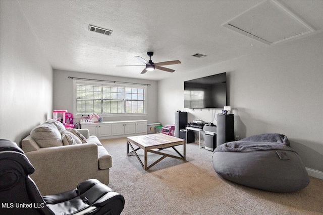 136 S Cypress Lake Blvd, Madison, MS 39110 - living area with light carpet, attic access, and ceiling fan