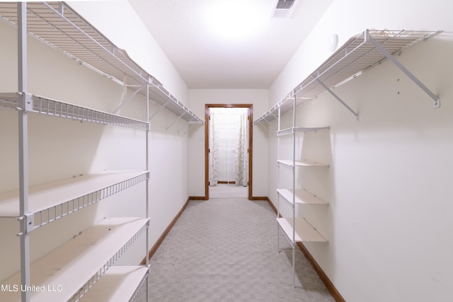 walk in closet featuring carpet