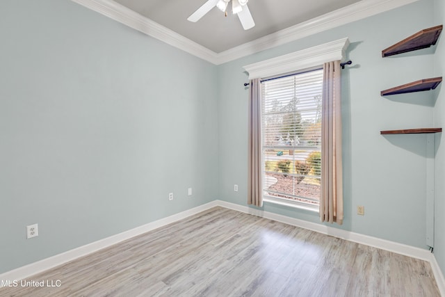 136 Sea Oaks Blvd, Long Beach, MS 39560 - spare room featuring wood finished floors, ornamental molding, and ceiling fan