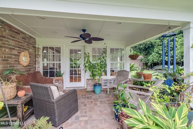 view of patio / terrace featuring ceiling fan