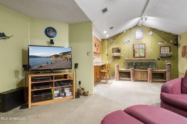 2804 Oakridge Cir, Gulfport, MS 39507 - carpeted living room featuring vaulted ceiling