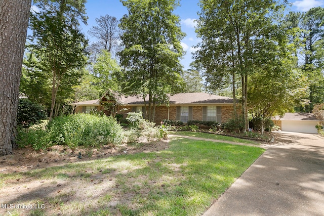 ranch-style home featuring a front yard