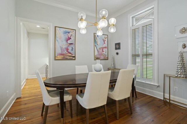 133 Saddlebrook Cv, Madison, MS 39110 - dining space with a chandelier, wood finished floors, and baseboards