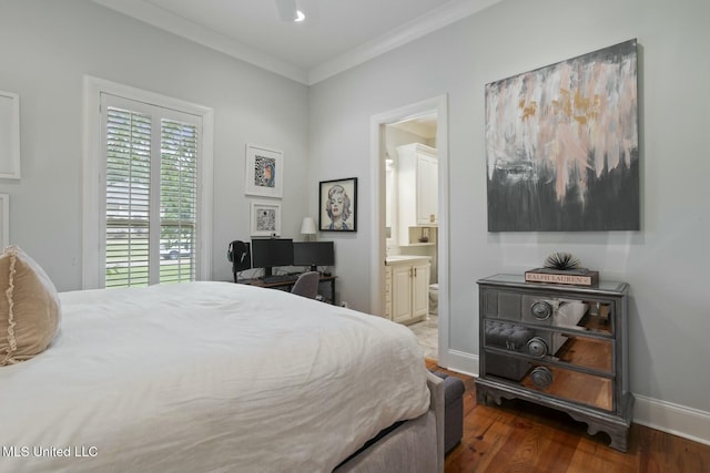133 Saddlebrook Cv, Madison, MS 39110 - bedroom with wood finished floors, ornamental molding, baseboards, and ensuite bathroom