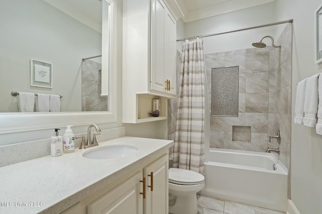 133 Saddlebrook Cv, Madison, MS 39110 - bathroom featuring vanity, tile patterned flooring, shower / bathtub combination with curtain, and toilet