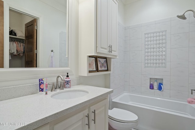 133 Saddlebrook Cv, Madison, MS 39110 - bathroom with shower / washtub combination, vanity, a spacious closet, and toilet