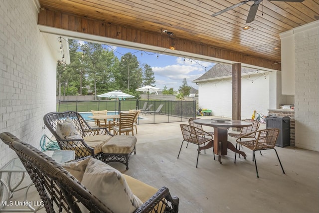 133 Saddlebrook Cv, Madison, MS 39110 - view of patio / terrace featuring a fenced backyard, an outdoor hangout area, a ceiling fan, and outdoor dining area