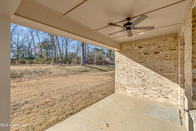 view of patio with ceiling fan