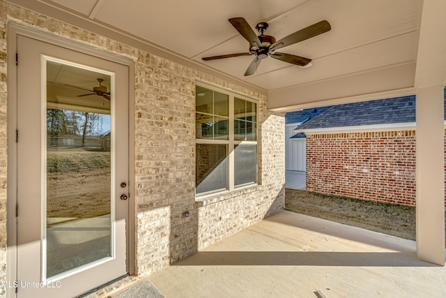 exterior space featuring a patio area and ceiling fan