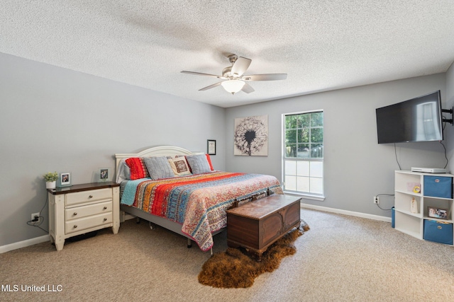 4628 Breland Rd, Vancleave, MS 39565 - carpeted bedroom with baseboards, a ceiling fan, and a textured ceiling