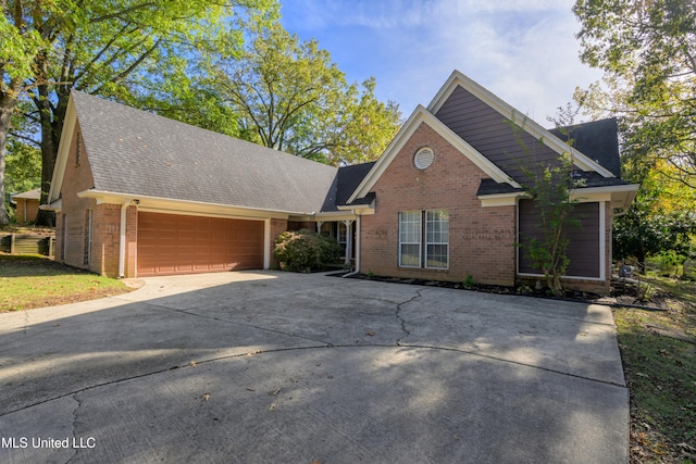 front facade with a garage