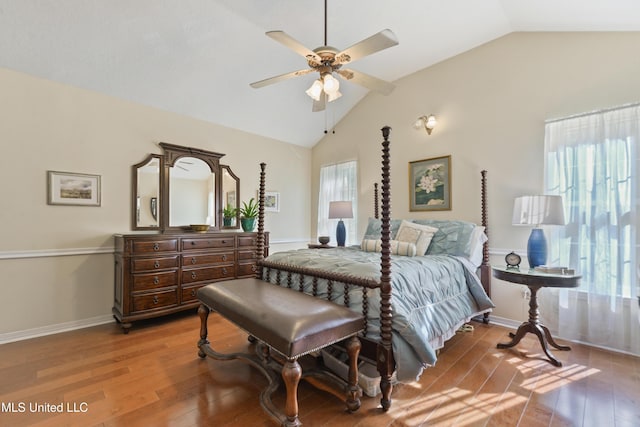 6658 Ahekolo Cir, Diamondhead, MS 39525 - bedroom featuring hardwood / wood-style flooring, ceiling fan, and high vaulted ceiling