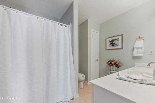 6658 Ahekolo Cir, Diamondhead, MS 39525 - bathroom featuring vanity, tile patterned flooring, a textured ceiling, and curtained shower