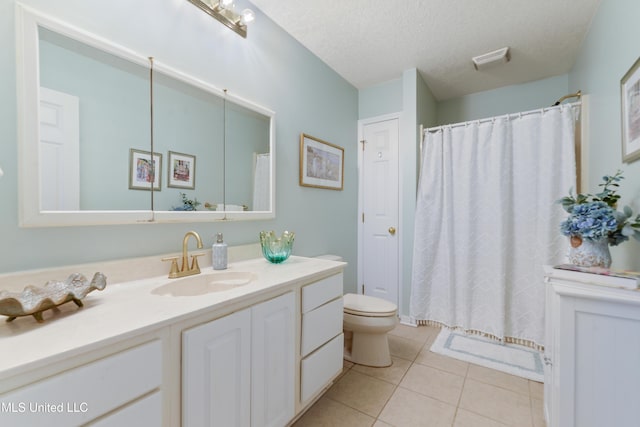 6658 Ahekolo Cir, Diamondhead, MS 39525 - full bathroom with vanity, tile patterned floors, a textured ceiling, and a shower with curtain