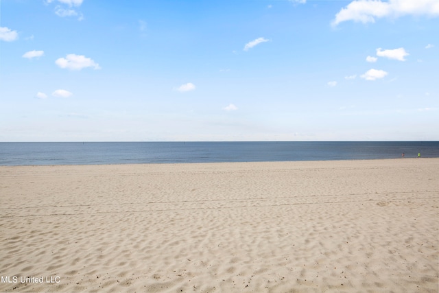 property view of water featuring a beach view