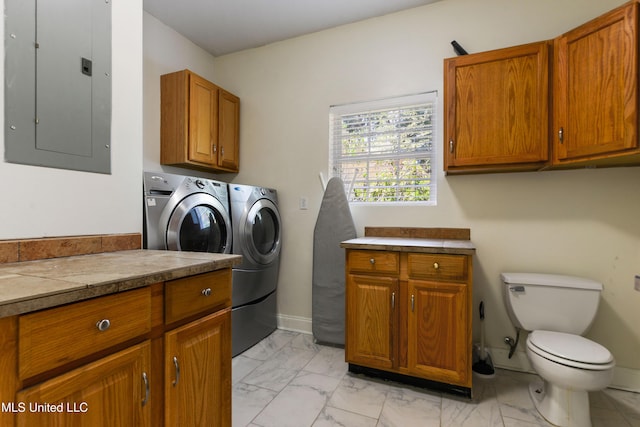 washroom featuring electric panel and independent washer and dryer