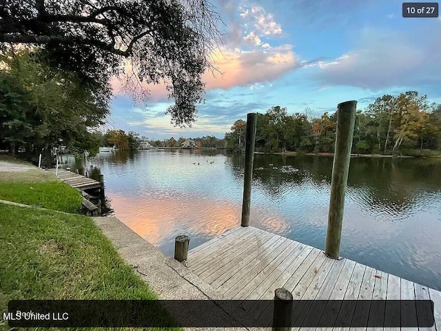 view of dock featuring a water view