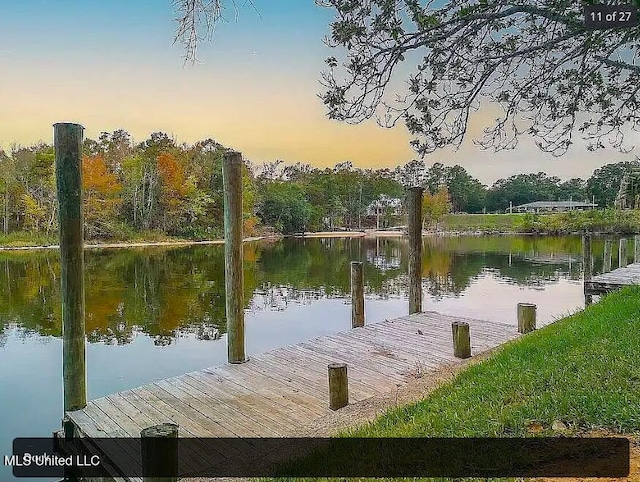 view of dock featuring a water view