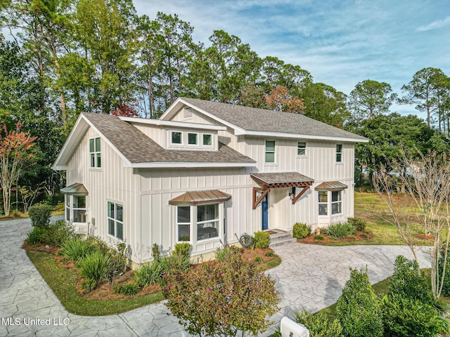 view of modern inspired farmhouse